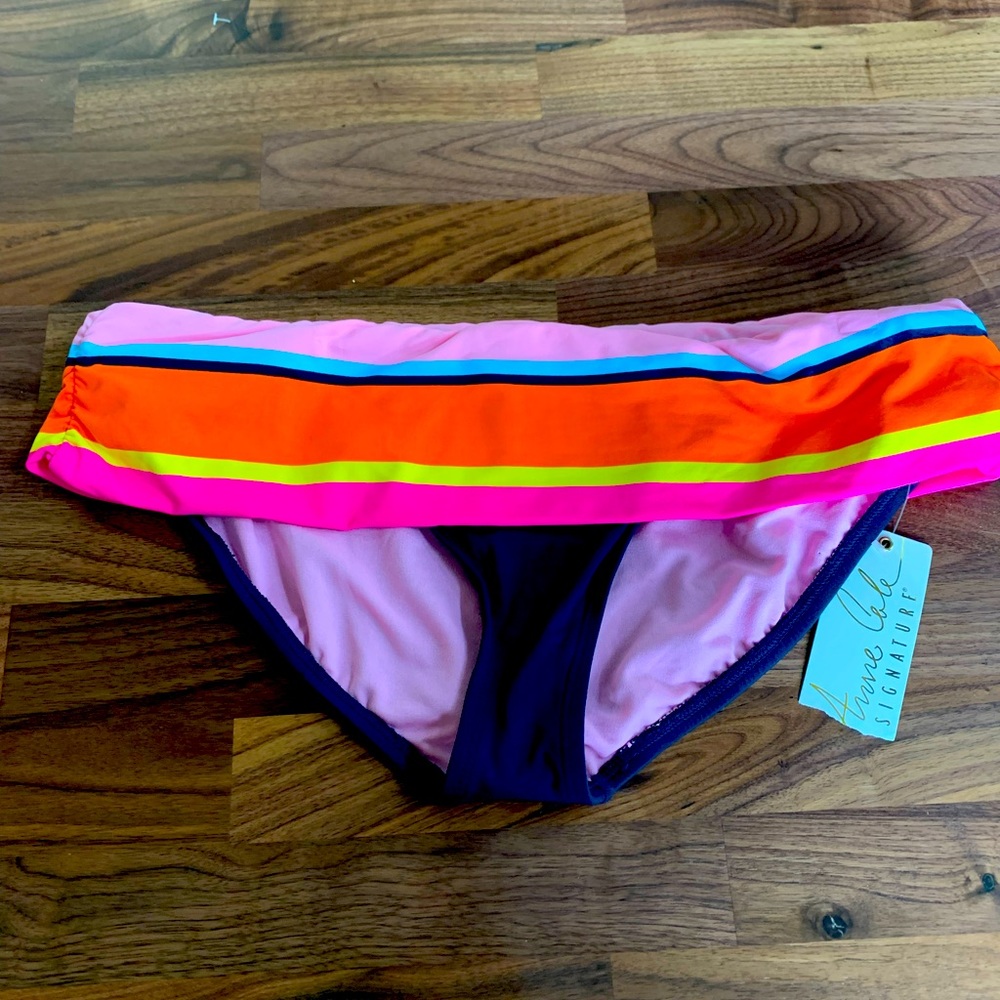 COPY - NWT Anne Cole Bikini Bottoms Medium Stripe Fold Over Bikini Bottoms M